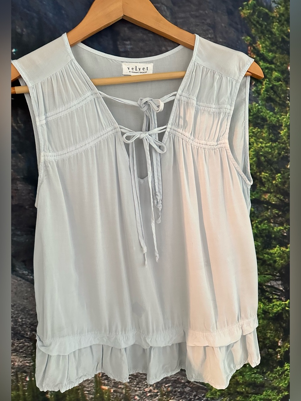 Anthropologie Velvet by Graham & Spencer Pale Blue Tie-Front Sleeveless Camisol